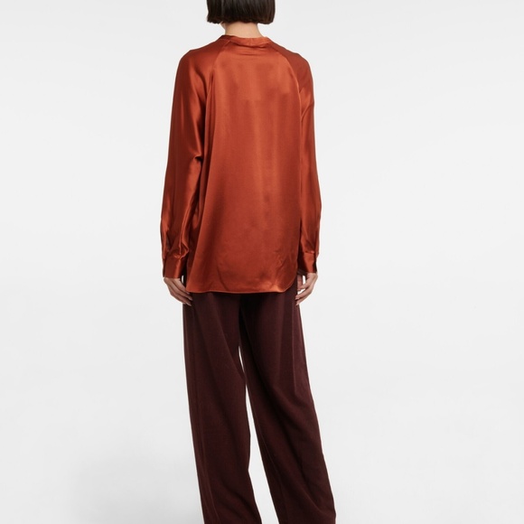 Vince 100% Silk Rust Orange Silk Blouse - Picture 10 of 11
